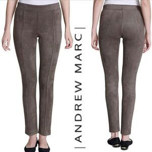 Andrew Marc Taupe Faux Suede Pull‎ On Ponte Slim Pants Soft Women Small